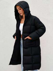 EURMUSE Abrigo acolchado con cremallera con capucha