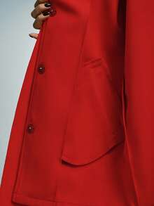 Airlisse Women's Red Lace-Up Bow Woolen Coat, Christmas - Red - View 8