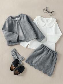 SHEIN YYmatching Jacket Made From The Same Fabric. This Korean-Style, Ladylike Is Perfect For Autumn Wear And Suitable For Children Aged 4 To 7. - Multicolor - View 1