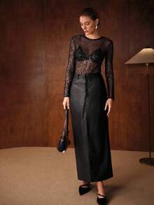 MOTF PREMIUM SEQUIN EMBROIDERED FASHIONABLE BASIC KNIT UNDERSHIRT - Black - View 9