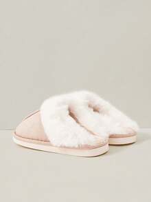 Cuccoo Women's Beige Classic Plush Solid Color Indoor Winter Warm Fashion Flat Slip-On House Slippers - Beige - View 4