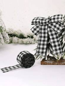 1件家居装饰红黑格子丝带氛围装饰黑白格子丝带格子布丝带，情人节装饰，婚礼装饰生日装饰