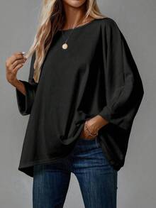 EMERY ROSE 2 piezas Camiseta gráfica minimalista casual marrón con patrón de corazón pintado a mano de 3 colores - Multicolor - Ver 5