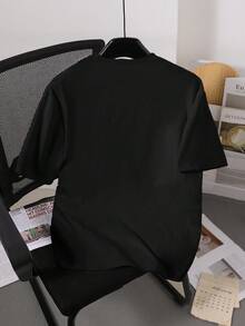 GraphicGems Tween Boys Funny Casual "Tung Tung Tung Sahur" Slogan Wooden Figurine Print Short Sleeve Round Neck T-Shirt, Italian Brainrot Graphic Tee, Tops - Black - View 5