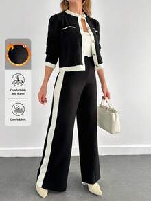 EURMUSE Women's Knitwear Cardigan & Skirt Co-Ords