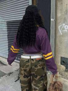 Rovax Cropped Fitted Crew Neck Long Sleeve Sweatshirt - Multicolor - View 2