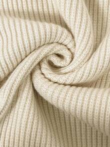 SHEIN LUNE Round Neck Waist Gathered A-Line Twist Cable Knit Textured Casual Loose Elegant Commuter Vintage Style Women Sweater Tops For Women Elegant Jumper For Woman Sweater For Women Sweater Top White Knit Top Autumn Winter Clothes For Women - Apricot - View 8