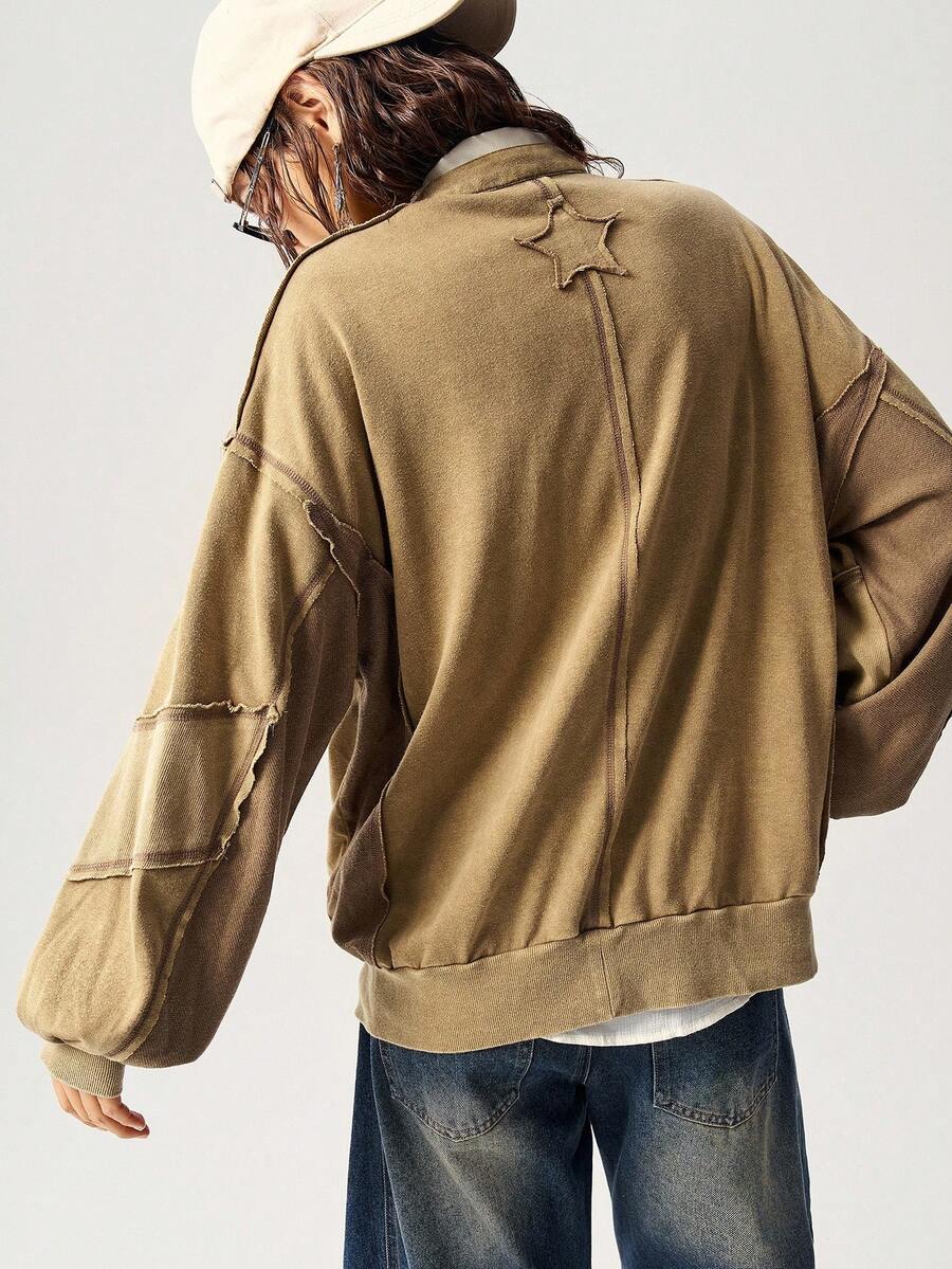 Bohemela 女士休闲纯色针织宽松长袖常规开衫秋冬女装 - 棕色 - 查看 1