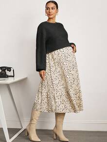 MaterniWear 2pcs Maternity Set: Solid Color Top & Ditsy Floral Nursing Dress Fall Dresses For Women Leopard Skirt Modest Outfits For Women Maternity Clothes Fall Winter Women Skirt - Multicolor - View 4