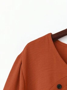 Linhara Plus Size Women's Printed 3/4 Sleeve Shirt, Suitable For Spring & Summer Holiday - Orange - View 4