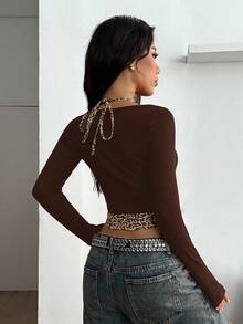 Coolane 女士基本款系带吊带背心短款假两件 T 恤