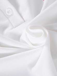 SHEIN Casuvi Kid Girls Autumn Patchwork Collar Long Sleeve Pullover Sweatshirt, Shirt Collar, Equestrian Sports Print Decor, Vintage Casual, Suitable For Daily, Sports, Vacation In Spring And Autumn - White - View 5