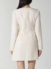 Modelyn Women's Elegant Butterfly Decor Waffle Texture Short Dress, Spring/Autumn