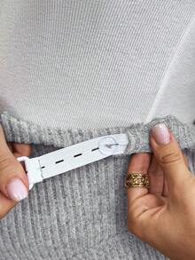 SHEIN 直筒、阔腿、休闲、优雅、孕妇、舒适孕妇裤 - 灰色 - 查看 6