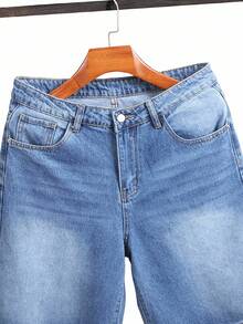 Chillumni Quần short denim nam trơn màu có túi, thường ngày, đa năng - Rửa trung bình - Xem 3