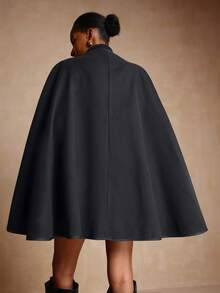 Vesra Women's Decorative Button Closure Poncho Coat (Uniform Cutting Direction For Bulk Production Metal Buckle Button Ups