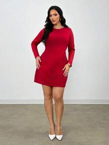 Firerie 大码优雅性感露背连衣裙，带蝴蝶结装饰 - 紅色 - 查看 6