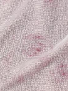 SHEIN MOD 女式花卉印花甜心领盖袖鱼尾下摆修身优雅中长连衣裙 - 粉色 - 查看 5