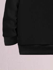 1 套年轻男童休闲时尚酷姿卡通熊印花连帽衫 + 裤子套装，适合日常穿着或玩耍，秋冬 - 黑色 - 查看 6