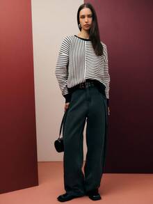 Nöista These Dark-Wash Jeans Feature A Relaxed Wide-Leg Silhouette With Soft Structure And Clean Seam Detailing. Designed For Comfort And Style, They Pair Effortlessly With Winter Tops And Jackets, Making Them Perfect For Everyday Wear, Casual Christmas Outings, Or Cozy Women's Winter Clothes Collections. - Dark Grey - View 4