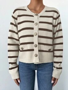 EURMUSE Gestreifter Damen Cardigan