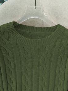 EMERY ROSE Áo len cổ tròn trang trí dây thừng xoắn lấy cảm hứng từ Blogger, đa năng cho mùa thu/đông - xanh quân đội - Xem 7