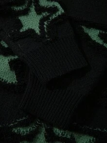 ROMWE MEN Street Life Men's Casual Star Pattern Sweater, Autumn/Winter, Grunge Style