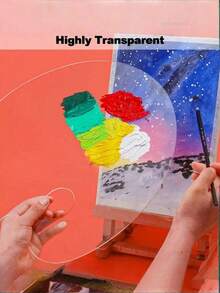 1 لوحة ألوان أكريليك مع ثقب للإبهام، صينية خلط شفافة، لوازم فنية سهلة التنظيف غير لاصقة للزيت والألوان المائية والأعمال اليدوية والرسم DIY، هدية للأم، عودة إلى المدرسة، لوازم مدرسية