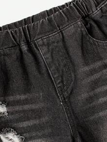 Quần jeans ống đứng dáng rộng thoải mái cho bé trai phong cách thập niên 90 Y2K - màu đen - Xem 4