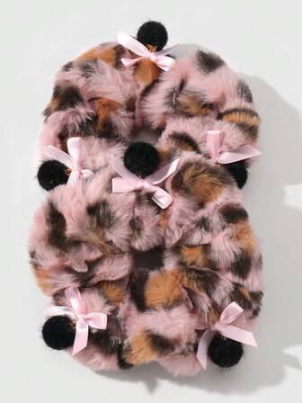 Kawaii 2 pezzi Set di Scrunchies in stile retrò Y2K con stampa leopardata e soffice, accessori alla moda adatti per donne e ragazze, per uso quotidiano, regalo per le vacanze