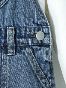 2025 秋冬新款男童深蓝色多口袋牛仔工装裤，时尚宽松直筒连体裤，舒适柔软面料，适合休闲、学校、派对、度假牛仔工装裤，适合 4 岁男童 - 深色水洗藍 - 查看 7