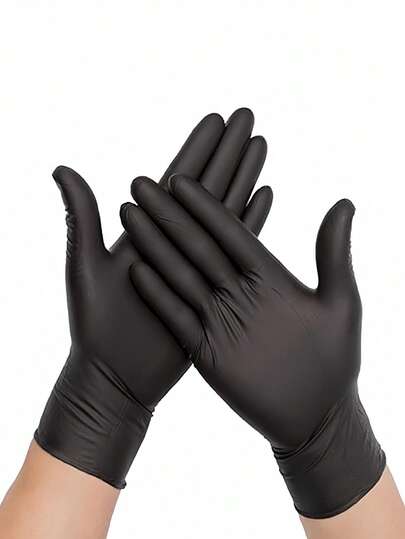 100/50/20PCS Count Black PVC Disposable Plastic Gloves Three Sizes Waterproof Oil Proof Multifunctional Heavy Duty For Kitchen Cleaning Dishwashing Hair Dye Car Repair Home Use Household Essentials Protective Durable Utility Gloves