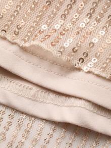 DAZY Elegant Sequin Ruffle Sleeve Round Neck Mermaid Midi Dress For Women Prom Dress Summer Women Dresses Sparkly Dress - Apricot - View 11