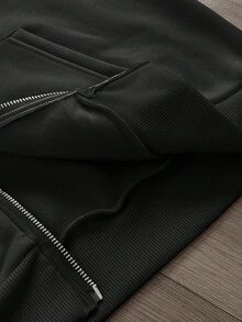 Manfinity EMRG Kardigan Hoodie Resleting Kasual Pria Ukuran Besar dengan Grafis Huruf, Musim Gugur - MultiWarna - View 5