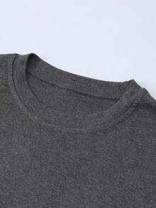 INAWLY Women's Solid Color Long Sleeve Casual T-Shirt, Spring And Autumn, Fall Top - Dark Grey - View 4