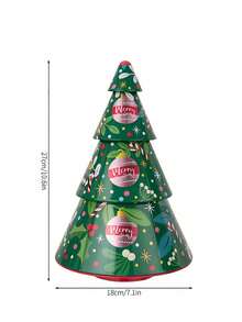 Cirelle 1 Piece Of Creative Christmas Decoration Christmas Tree-Shaped Tin Candy Box / Green Small Tree Storage Box / Cookie Box
