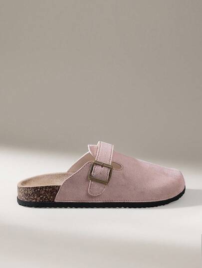 Solecia Women's Fashion Thick-Sole Slippers, Round Toe With Square Buckle, Matching Shoes For Christmas