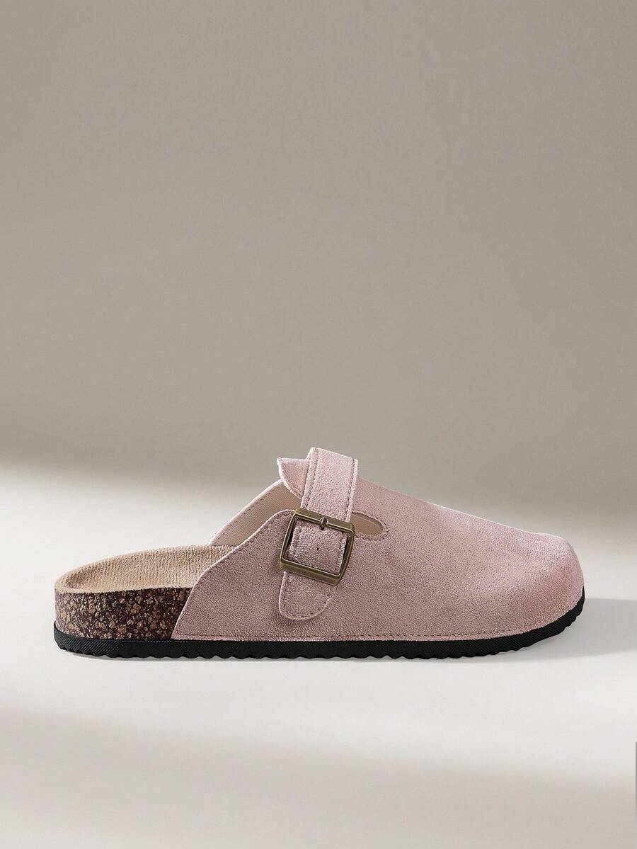 Solecia Women's Fashion Thick-Sole Slippers, Round Toe With Square Buckle, Matching Shoes For Christmas - Baby Pink - View 1