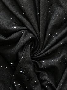 SHEIN LUNE 魅力派对黑色水钻连体裤，女士特殊领口长袖阔腿连体裤，适合圣诞节、新年派对、商务通勤