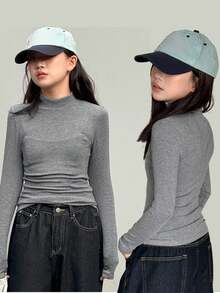 DAZY Girls Turtleneck Fitted Long Sleeve T-Shirt, Fall Clothes