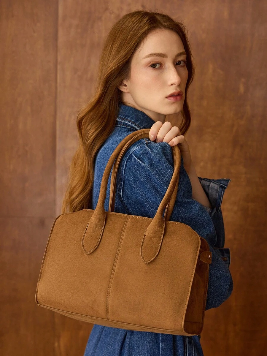 MOTF PREMIUM BOLSO TOTE CUADRADO DE PIEL DE PU - Marrón - Ver 1