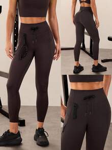 GLOWMODE Quần legging cạp cao 24 inch Take A Hike có túi điều chỉnh được - Màu nâu Sô-cô-la - Xem 7