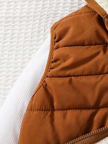 Cozy Pixies Newborn Baby Boy Solid Color Hooded Fleece Sleeveless Cardigan Baby Boy Clothes Brown Newborn Coats Hooded Vest Toddler Vest Brown Vest Autumn Winter Clothes For Girl - Brown - View 3