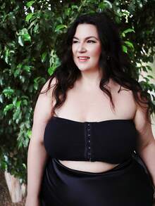 Truni Sometimesglam Fall Top For Women, Winter Front Zip Plus Size Minimizer Padded Bra Top, For Pear Triangle Body Shape