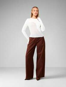 MISSGUIDED Winter Ribbed Knit Turtleneck Long Sleeve Fitted Sweater Pullover Feminine Basic Essential Layering Top Casual Minimalist Classic Design - Beige - View 5