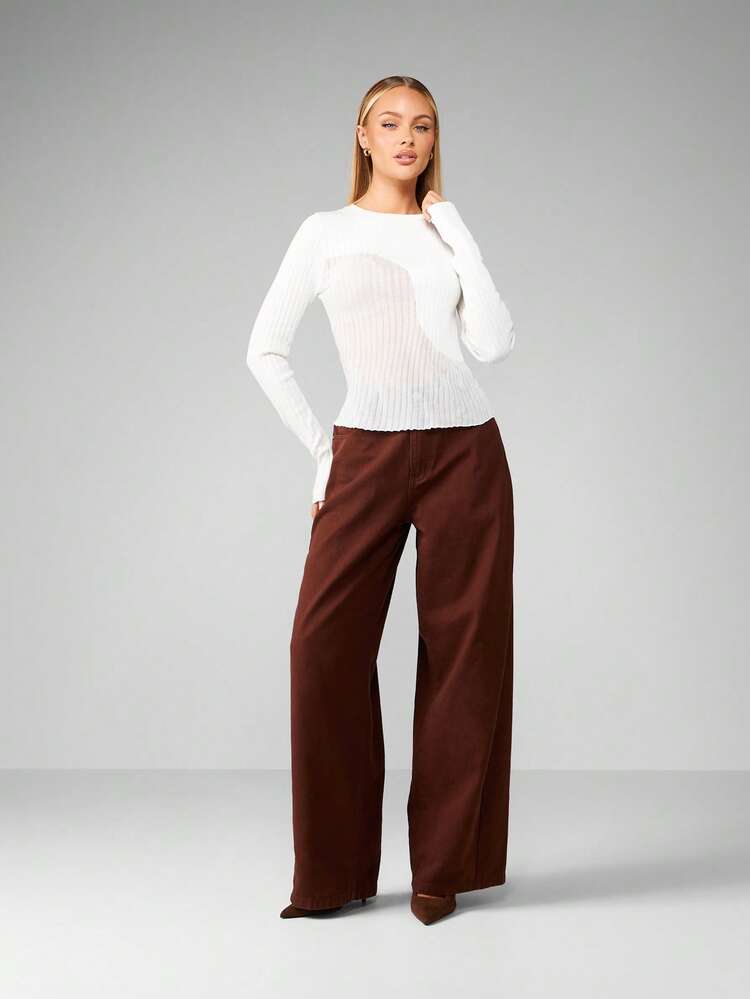 MISSGUIDED Jersey de cuello alto de punto acanalado de manga larga, ajustado, suéter básico esencial para capas, casual, minimalista, diseño clásico