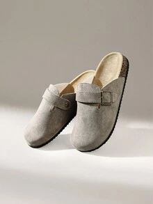 Solecia 女士时尚厚底拖鞋，圆头方扣，配套鞋子 - 淺灰色 - 查看 2
