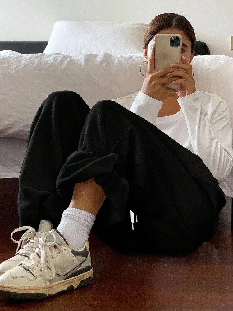 Fashionable Basic Streetwear Casual Straight Leg Decorated Sweatpants For Women,Women Joggers