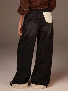 Athîral Denim 女士休闲复古阔腿牛仔裤，秋冬 - 彩色 - 查看 2