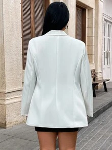 Hourglow Chaqueta negra estilizadora de talla grande para mujer, prenda exterior versátil de manga larga